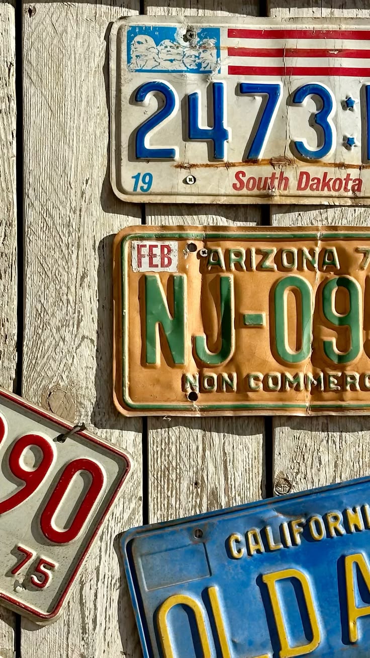 Plates on rustic wooden wall